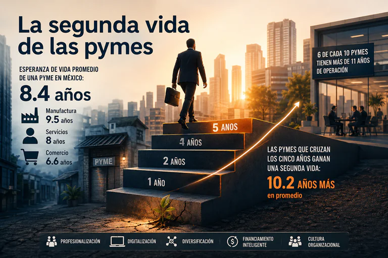 La segunda vida de las medianas empresas en México: por qué sobrevivir cinco años cambia todo